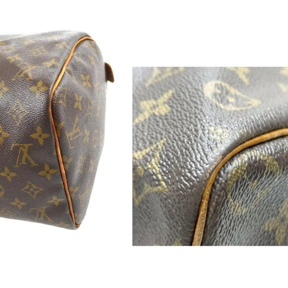 SALE! Vintage Louis Vuitton Speedy 30 Monogram Logo Satchel Brown Bag FREE Liner - Picture 11 of 16